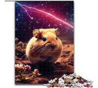 Puzzle per adulti da 1000 pezzi raffigurante un simpatico criceto nella galassia,realizzato in legno per decorare la casa o l'ufficio,ideale come regalo di Natale,gioco interattivo per famiglie