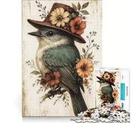 Puzzle per adulti da 1000 pezzi raffigurante un uccello con cappello e fiori, un gioco rompicapo, ideale come regalo di compleanno o per decorare la scrivania 38x26cm