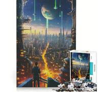Puzzle per adulti da 1000 pezzi raffigurante un uomo che ammira una splendida città Gioco rilassante, allena la mente e la manualità compleanni e altre occasioni 38x26cm