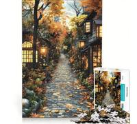 Puzzle per adulti da 1000 pezzi raffigurante un vicolo acciottolato in un paesaggio autunnale giapponese Gioco pratico, impegnativo da completare, collezione d'artista, belle arti 50x75cm