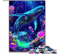 Puzzle per adulti da 1000 pezzi raffigurante una balena psichedelica,realizzato in legno,perfetto per decorare la casa o l'ufficio,ideale come regalo di Natale,50X75cm,gioco interattivo per famiglie