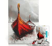 Puzzle per adulti da 1000 pezzi raffigurante una barca vichinga abbandonata, decorazione da parete, attività divertenti da fare in casa, per rafforzare il legame di coppia 38x52cm