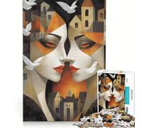 Puzzle per adulti da 1000 pezzi, raffigurante una bellissima donna al centro di una città Gioco divertente e antistress, con pezzi a incastro di forma casuale 38x26cm