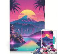 Puzzle per adulti da 1000 pezzi raffigurante una città e una montagna in Giappone, un gioco pratico, impegnativo e stimolante, ideale come regalo per tutta la famiglia 38x26cm