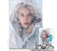 Puzzle per adulti da 1000 pezzi raffigurante una donna bionda tra i fiocchi di neve, giocattolo educativo, taglio di precisione, ideale per rafforzare il legame di coppia 38x26cm
