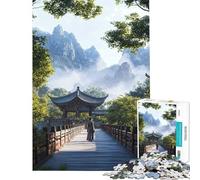 Puzzle per adulti da 1000 pezzi raffigurante una donna che cammina su un ponte in Cina Puzzle per adulti giochi rilassanti difficili regali per amici e familiari (dimensioni 38x26cm)