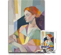 Puzzle per adulti da 1000 pezzi raffigurante una donna con i capelli rossi in stile geometrico Attività educativa di costruzione della concentrazione Regalo perfetto per le occasioni festive : 38x26cm