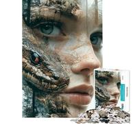 Puzzle per adulti da 1000 pezzi raffigurante una donna e un serpente con doppia esposizione Gioco divertente perfetto come decorazione regalo di Natale o di compleanno (dimensioni 38x26cm)