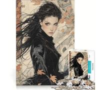 Puzzle per adulti da 1000 pezzi raffigurante una donna shinobi dai capelli scuri con spada decorazione da parete attività divertenti da fare in casa per rafforzare l'amore tra le coppie 38x52cm