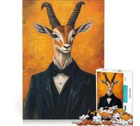 Puzzle per adulti da 1000 pezzi raffigurante una gazzella in smoking, gioco rilassante, allena la mente e la manualità, compleanni e altre occasioni 38x26cm