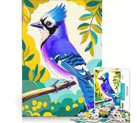 Puzzle per adulti da 1000 pezzi, raffigurante una ghiandaia blu indaco su un ramo d'albero Un gioco pratico, divertente e spiritoso, perfetto anche come decorazione da scrivania 38x52cm