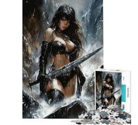 Puzzle per adulti da 1000 pezzi raffigurante una guerriera con la spada Gioco interattivo perfetto come decorazione compleanni e Natale (dimensioni 38x52cm)