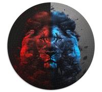 Puzzle per adulti da 1000 pezzi raffigurante una leonessa in rosso e blu. Sviluppa la coordinazione occhio-mano, perfetto come regalo di compleanno. Dimensioni: 67,5x67,5 cm.
