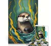 Puzzle per adulti da 1000 pezzi raffigurante una lontra tra le alghe un gioco educativo divertente e spiritoso con poster e foglio di curiosità abbinati 38x26cm
