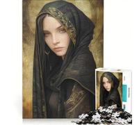 Puzzle per adulti da 1000 pezzi raffigurante una misteriosa donna incappucciata ideale per giochi in famiglia e decorazioni murali con pezzi di forma casuale completamente ad incastro 50x75cm