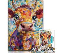 Puzzle per adulti da 1000 pezzi raffigurante una mucca dipinta a olio un gioco stimolante ideale come regalo per tutta la famiglia 75x50cm
