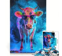 Puzzle per adulti da 1000 pezzi raffigurante una mucca dipinta con colori vivaci, gioco educativo, rilassante e stimolante per la mente, ideale come regalo di compleanno o per occasioni speciali