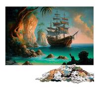 Puzzle per adulti da 1000 pezzi raffigurante una nave pirata a vela Ogni pezzo è unico Un gioco stimolante e divertente per tutta la famiglia (dimensioni 38x26 cm)