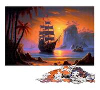 Puzzle per adulti da 1000 pezzi raffigurante una nave pirata a vela Ogni pezzo è unico Un gioco stimolante e divertente per tutta la famiglia (dimensioni 75x50 cm)