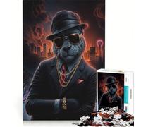 Puzzle per adulti da 1000 pezzi raffigurante una pantera gangster in giacca e cravatta, un gioco rilassante che allena la mente e la manualità, compleanni e altre occasioni 38x26cm
