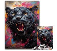 Puzzle per adulti da 1000 pezzi raffigurante una pantera nera colorata. Puzzle per adulti attività divertenti per la famiglia sfida mentale regalo perfetto per adolescenti 1000 pezzi (38x26 cm).
