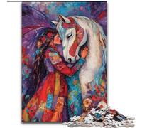 Puzzle per adulti da 1000 pezzi, raffigurante una ragazza e un cavallo, adatto a partire dai 14 anni, ideale come regalo per tutta la famiglia (dimensioni 26x38cm)