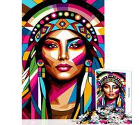 Puzzle per adulti da 1000 pezzi raffigurante una ragazza nativa americana Puzzle Wpap gioco rilassante un'opera d'arte compleanno e Natale (dimensioni 38x52cm)