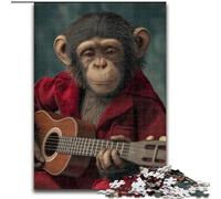 Puzzle per adulti da 1000 pezzi raffigurante una scimmia che suona la chitarra,giocattoli per l'intrattenimento della famiglia,ideali come regali per tutta la famiglia dai 14 anni in su 26x38cm