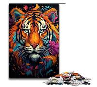 Puzzle per adulti da 1000 pezzi raffigurante una tigre esotica dipinta con ferocia gioco intellettuale ideale come regalo per tutta la famiglia 75x50 cm.