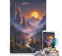 Puzzle per adulti da 1000 pezzi raffigurante una valle montuosa con fiume e luna un gioco interattivo impegnativo e stimolante ideale come regalo per tutta la famiglia 50x75cm