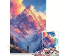 Puzzle per adulti da 1000 pezzi raffigurante una vetta al tramonto con un escursionista un gioco pratico e stimolante da completare parte di una collezione d'artista 50x75cm
