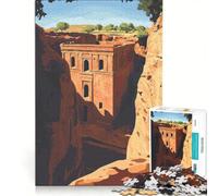 Puzzle per adulti da 1000 pezzi raffigurante un'antica chiesa rupestre, un gioco pratico, ideale per passare il tempo durante le vacanze a casa e per rafforzare l'amore di coppia 50x75cm