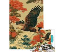 Puzzle per adulti da 1000 pezzi raffigurante un'aquila che plana su onde e alberi Un gioco impegnativo e stimolante perfetto come regalo per tutta la famiglia (dimensioni: 38x52cm)