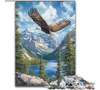 Puzzle per adulti da 1000 pezzi raffigurante un'aquila in volo,realizzato in legno,perfetto come decorazione fai da te o regalo di compleanno,50X75cm,divertente artigianato per tutta la famiglia