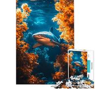 Puzzle per adulti da 1000 pezzi raffigurante uno squalo bianco nella barriera corallina Un gioco rompicapo per tutta la famiglia compleanni e Natale (dimensioni 50x75cm)
