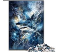 Puzzle per adulti da 1000 pezzi raffigurante uno squalo che nuota, ideale come regalo di Natale e Capodanno per adolescenti, 50x75cm