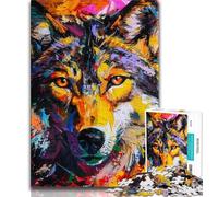 Puzzle per adulti da 1000 pezzi raffiguranti animali e lupi per ammazzare il tempo durante le vacanze con poster abbinato e foglio di quiz 75x50cm