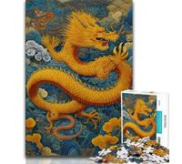 Puzzle per adulti da 1000 pezzi raffiguranti il drago d'oro un gioco stimolante ideale come regalo per tutta la famiglia 75x50cm