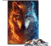 Puzzle per adulti da 1000 pezzi raffiguranti il lupo di ghiaccio e di fuoco, un regalo perfetto per il divertimento in famiglia (dimensioni 50x75cm)