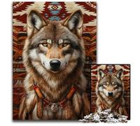 Puzzle per adulti da 1000 pezzi raffiguranti il lupo indiano Puzzle in legno dal design intricato per adolescenti, decorazioni fai da te e divertimento che stimola la mente Dimensioni: 50x75cm