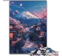 Puzzle per adulti da 1000 pezzi raffiguranti il Monte Fuji e i fiori di ciliegio. Puzzle difficili per adulti.50x75cm. Un rompicapo stimolante per adolescenti.divertente serata di giochi in famiglia.
