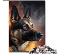 Puzzle per adulti da 1000 pezzi raffiguranti il pastore tedesco in fiamme. Puzzle in legno per adulti, dimensioni 50x75cm. Gioco rompicapo per adolescenti, regalo perfetto per le feste.