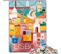 Puzzle per adulti da 1000 pezzi raffiguranti la città di Lisbona, in Portogallo, adatti a persone dai 14 anni in su Difficili da completare ma divertenti e spiritosi Ottimo regalo Dimensioni: 26x38cm