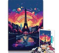 Puzzle per adulti da 1000 pezzi raffiguranti la Torre Eiffel, puzzle per adolescenti, giocattoli per l'intrattenimento della famiglia con poster abbinato e foglio di quiz (dimensioni 38x26cm)