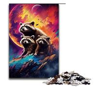 Puzzle per adulti da 1000 pezzi raffiguranti procioni nel cratere circondati da schizzi Un sacco di giocattoli e decorazioni per la casa ideali come regali per tutta la famiglia 75x50 cm