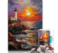 Puzzle per adulti da 1000 pezzi raffiguranti un faro, sfida difficile contro lo stress, ogni pezzo è unico, gioco divertente e stimolante per tutta la famiglia (75x50cm)