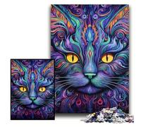Puzzle per adulti da 1000 pezzi raffiguranti un gatto nero, ideale per serate di gioco in famiglia, opera d'arte decorativa fai da te, dimensioni 26x38cm.