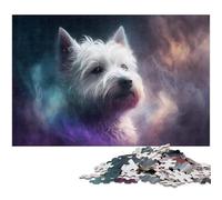 Puzzle per adulti da 1000 pezzi raffiguranti West Highland Terrier e nuvole, ideali per il divertimento in famiglia, il relax e come regalo per le feste, 50x75CM / 19,68x29,52 pollici.