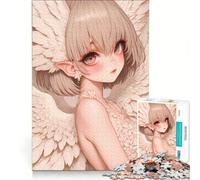 Puzzle per adulti da 1000 pezzi, Ragazza angelo con ali bianche, Ragazza anime, Gioco impossibile, Per passare il tempo durante le vacanze, compleanno e Natale 38x52cm