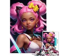 Puzzle per adulti da 1000 pezzi ragazza anime con capelli rosa e katana Giocattolo avvincente per coltivare la pazienza gioco per famiglie decorazione perfetta regalo divertente (dimensioni 50x75cm)